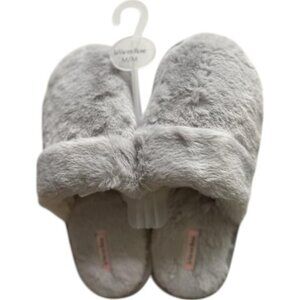La Vie En Rose grey memory foam faux fur clog slippers size M